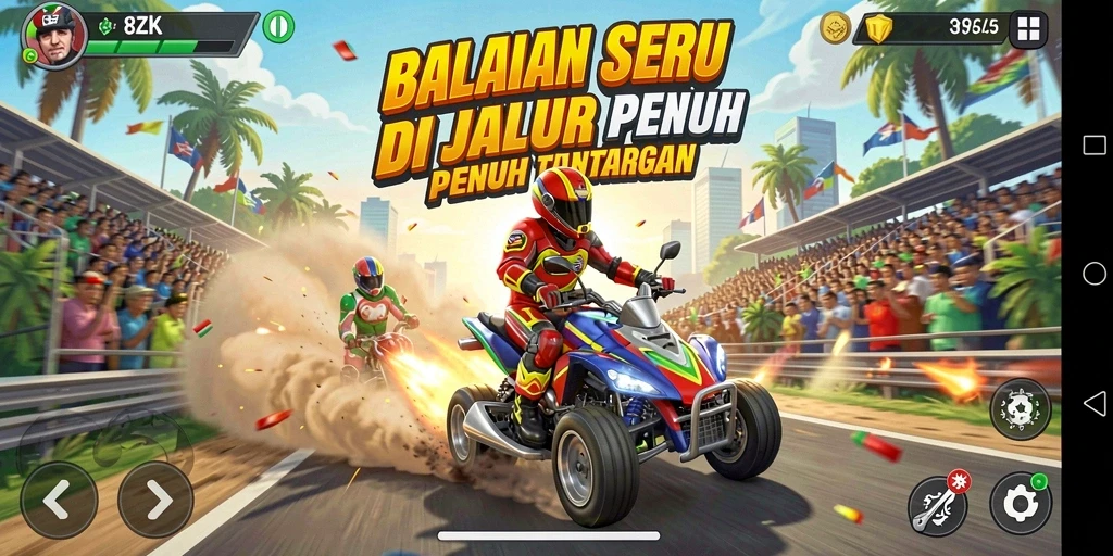 Tampilan gameplay menegangkan di trek balapan 8ZK.