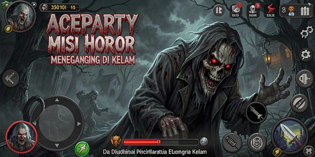 Screenshot gameplay ACEPARTY yang menampilkan momen mencekam dalam permainan Horror.