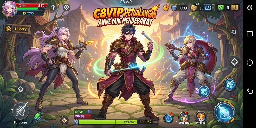 Tampilan screenshot C8VIP menampilkan pertarungan seru dalam suasana anime.