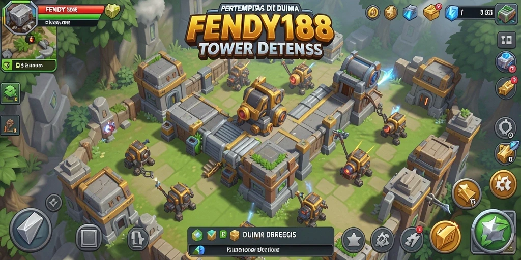 Gameplay menegangkan dalam FENDY188 dengan menara dan musuh yang beragam.