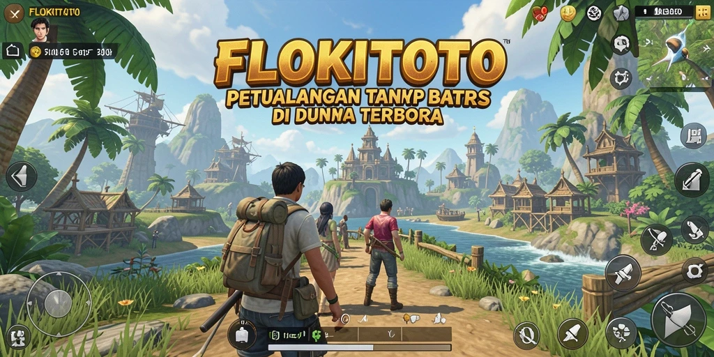 Tangkapan layar dari gameplay FLOKITOTO yang penuh aksi di dunia terbuka.