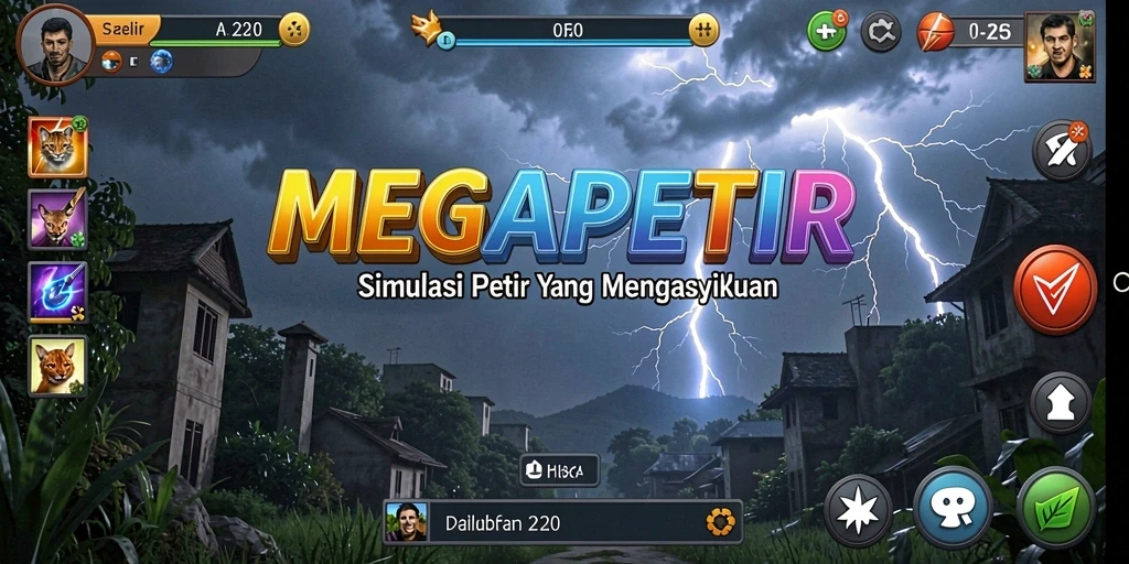 Tampilan menarik dari permainan MEGAPETIR dengan aksi petir yang mendebarkan.