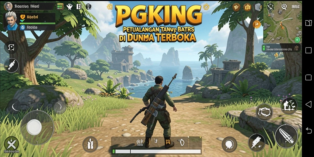 Tangkapan layar PGKING menunjukkan gameplay yang seru dalam dunia terbuka.