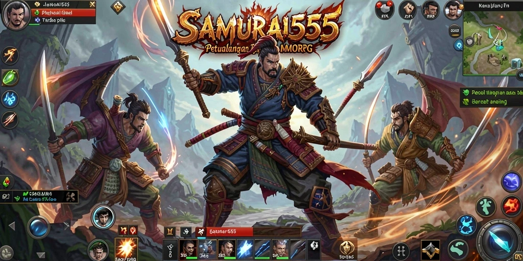 Screenshot <strong>SAMURAI555</strong> menampilkan aksi pertempuran seru dalam dunia MMORPG.