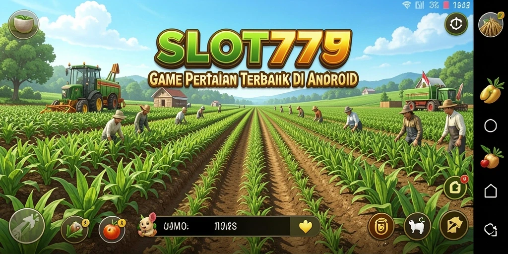 Screenshot utama SLOT777 menampilkan gameplay bertani yang seru.
