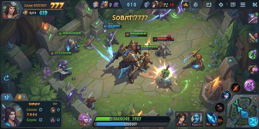 Tampilan seru pertarungan dalam game MOBA SOBAT777.