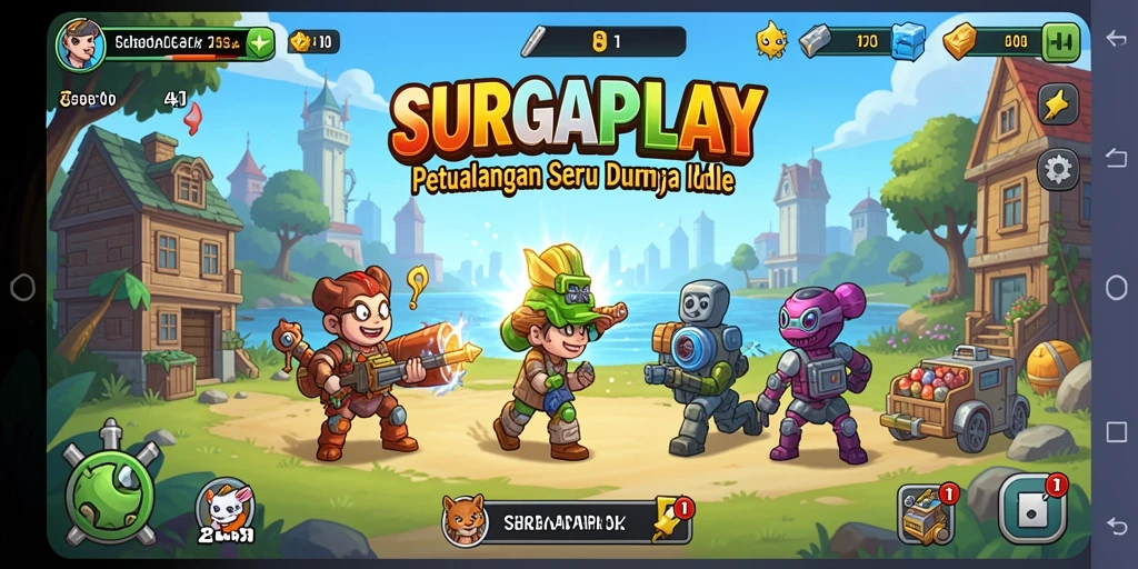 Tampilan gameplay seru dari SURGAPLAY dengan karakter yang menarik.
