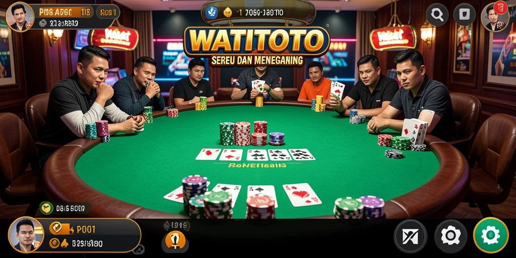 Screenshot gameplay WATITOTO menampilkan aksi seru permainan poker.